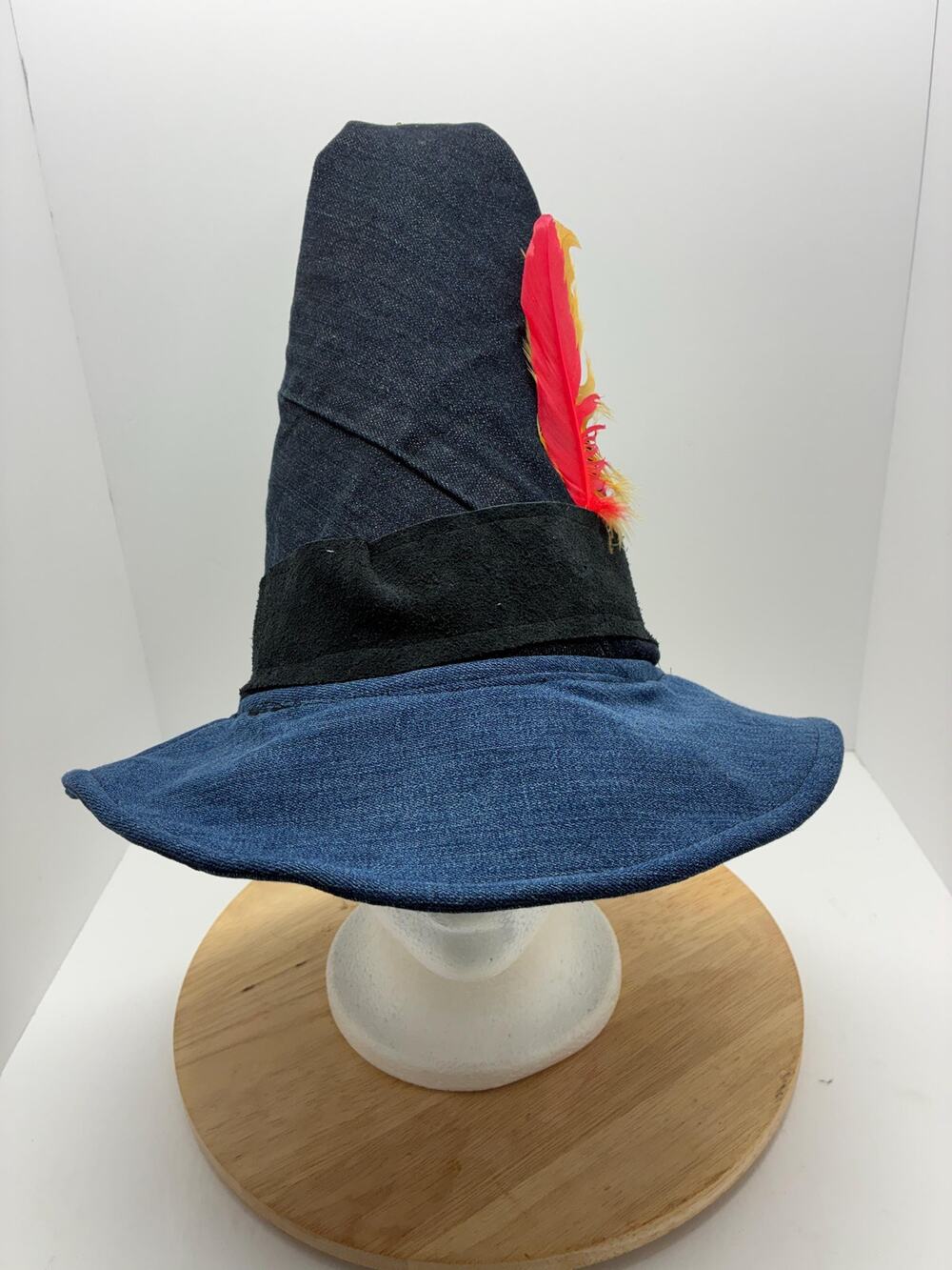 Handmade Wizard Hat Large – Denim Patchwork Witch Hat, Renaissance Faire